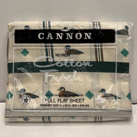 VINTAGE New 1970’s CANNON Duck Full Flat Sheet Cotton Fresh 81”x96” Mallard. - Picture 1 of 12